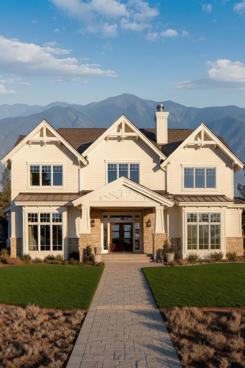 Premium custom home in Utah County with mountains behind it